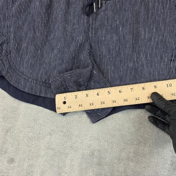 Athleta Shorts Womens 6 Blue White Striped Linen Drawstring Pockets Pull On - Picture 4 of 10